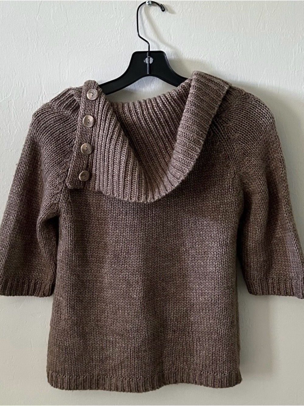Paraphrase Women's Sz S Brown Cowl Neck Sweater 3/4 Sleeve Casual Classy Chic